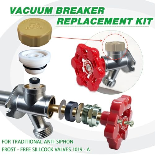 Anti-Siphon Industrial-control-valves Repair Kit， ASSE 1019-A Vacuum Breaker Check Valve Replacement Kits with Decorative Cover, Plastic Body,Plunger and O-Ring,1 Pack