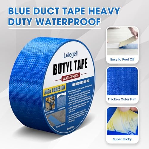 Lelegeli Butyl Tape Blue 6 Inch x 16 ft, Heavy Duty Waterproof Tape for Solar Pool Cover, Pool Liner Repair, RV Awning Sealing, Strong Adhesive, UV Resistant, All Weather Sealant Tape