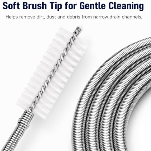 2 Pack 80 Inch Sunroof Drain Cleaning Tool, Flexible Stainless Steel Spring Wire with Soft Nylon Brush Tip for Car Sunroof Tubes, Windshield Holes, Refrigerator and AC Lines