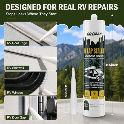 Non-Leveling RV Roof Sealant, Lap Sealant for RV Roofs, Windows, Skylight, Non-Sag RV Roof Sealant, Waterproof Clear RV Sealant, RV Caulking Sealant for Vertical Surface Leak Repair