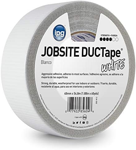 IPG JobSite DUCTape, Colored Duct Tape, 1.88" x 60 yd, White (Single Roll)