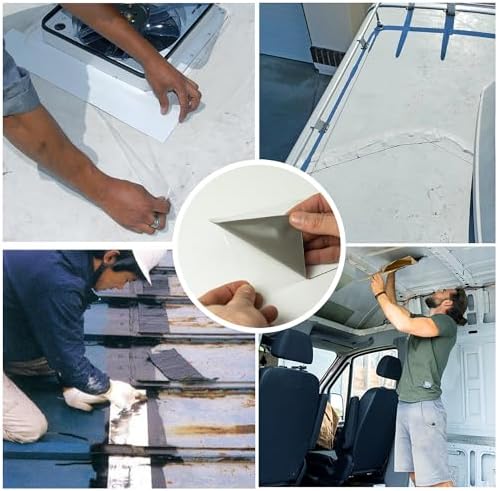 RV Sealant Tape, White, 2 Inch x 50 Feet, Roof Patch Repair Tape, Roofing Tape for RV, Waterproof Leak Tape for RV puncture, Boat Sealing, Awning, Canopy, Tents, Camper, Greenhouse and Tarpaulin
