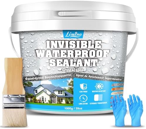 Waterproof Sealant - 35oz Water-Based Transparent Waterproof Coating, Invisible Water Proof Agent Indoor & Outdoor, Anti-Leakage Water Sealant for Roofs, Walls, Bathroom, Kitchen, Terraces, Garden