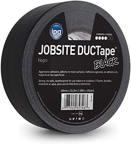 IPG JobSite DUCTape, Colored Duct Tape, 1.88" x 60 yd, Black (Single Roll)