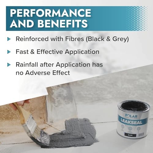 Polar Specialist Coatings Clear Leak Fix Paint - 35 oz - One Coat Waterproof Sealant with Reinforced Fibers, Instantly Seals Leaks & Cracks for Roofs, Drainpipes and Gutter Repairs for Exterior Use