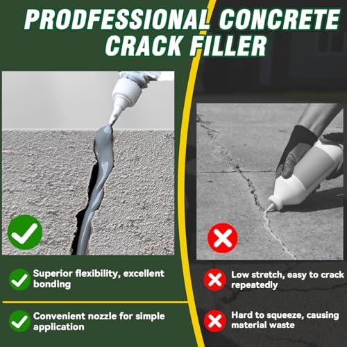 Concrete Crack Filler, Waterproof Cement Crack Filler, High Elasticity Self Leveling Crack Sealant, Concrete Caulk, Suitable for Driveway, Walkway, Patio, Joint, Indoor/Outdoor Use
