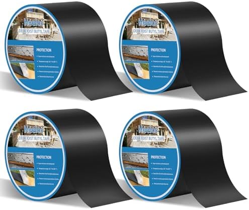 Deck Joist Tape 4"×50,4 Pack Weather-Resistant Butyl Joists Tape Waterproof Flashing Tape, Self-Adhesive Joist Tape Decking for Wood Decks Joist Beams Roof
