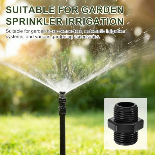 M METERXITY 5-Pack Head Pipe Riser, Plastic 1/2 to 1/2 Male G Double Male Pipe Thread Head with Sealing Tape for Garden/Lawn/Irrigation System [Black]