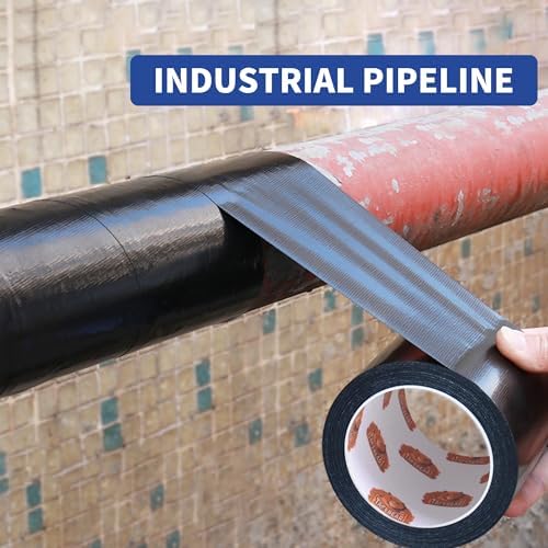TAPEBEAR Corrosion Protection Pipe Tape 10mil PVC Pipe Wrap Tape 4" Wide | 33Yard/Roll Waterproof PVC Black Tape Hose Leak Proof Thicker for Drain Pipe, Metal Electrical Outdoor Underground Pipe