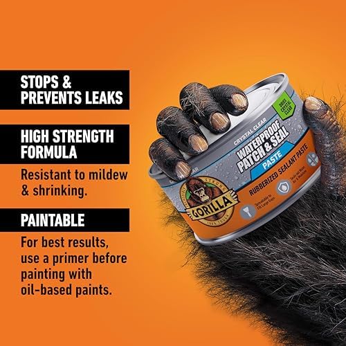 Gorilla Waterproof Patch & Seal Rubberized Sealant Paste, 12.8 oz Can (Pack of 6)