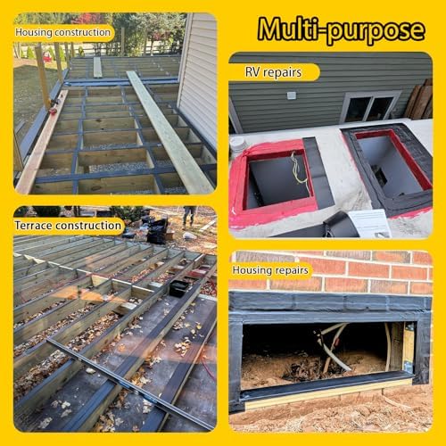 Black Joist Tape for Decking,0.7mmx4inx50ft,4-Pack,Anti-Corrosion,Weather-Resistant Butyl,Flashing Tape for Deck,Joist,Roofs Beams,RV,Doors,and Fences,Waterproof Butyl sealant Joist Tapes