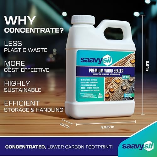 16 oz Silicone Wood Sealer Concentrate, Makes 1 Gallon - Non-Toxic, Plant-Based, Food Safe Waterproofing for Raised Garden Beds, Planter Boxes, Deck, Fence & Furniture - Clear Finish
