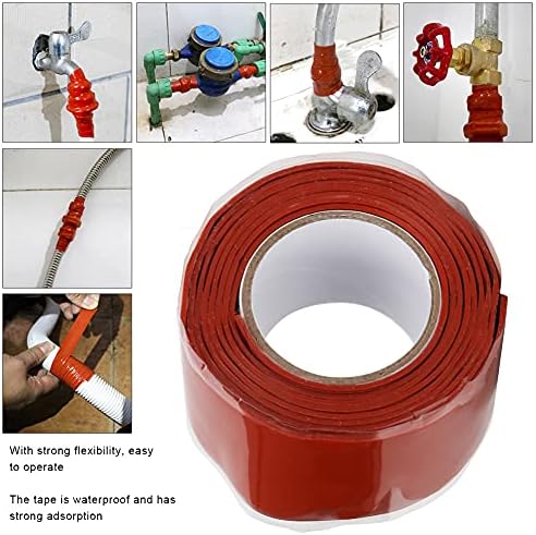 Self Fusing Silicone Tape Rubber Leak Silicone Self Amalgamating Tape Repairing Supplies for Plumbing Sealing Pipes Hose Repair Outdoor Coax and Tool Fixation (Red)