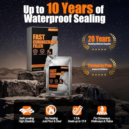 Concrete Crack Filler 6 PACK, Self-Leveling Cement Crack Repair,High Elasticity And Fast Drying, Waterproof Sealant for Driveway, Sidewalk, Patio, Concrete Joint, Indoor and Outdoor Use – Gray (113oz)