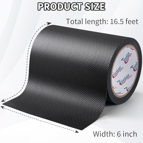 Ultra-Thin Black Anti-Slip Rubber Grip Tape 6" x 16.5FT Strong Adhesive | Ultra-thin textured non-slip pad for handles, waterproof heat resistant, firm adhesion, easy to cut and apply