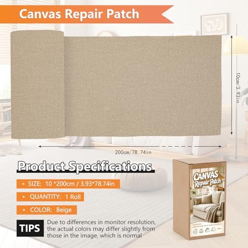 Canvas Repair Tape, 4x79 Inches Self-Adhesive Canvas Patch Repair