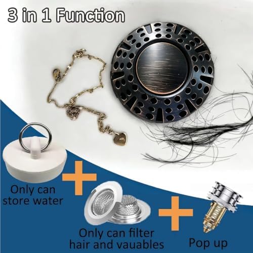 AzWzz Bathtub Drain Stopper,Pop Up Tub Stopper Plug with Hair Catcher Cover