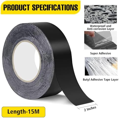 Joist Tape for Decking,6 Rolls 2" X 50' Butyl Tape,Weatherproof Butyl Sealant Deck Tape Joist- Deck Flashing Tape for Wood Joists Decks Roof