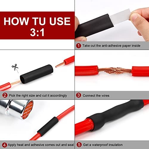 Chanzon 3:1 Ratio 3" (75mm) Heat Shrink Tubing 4Ft Roll Red