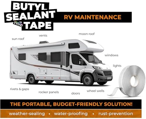 VViViD Premium Butyl Sealant Tape, Durable Rubber Sealer, Waterproof, Weatherproof, Noise & Vibration Reduction, White 1” Thick (37ft)