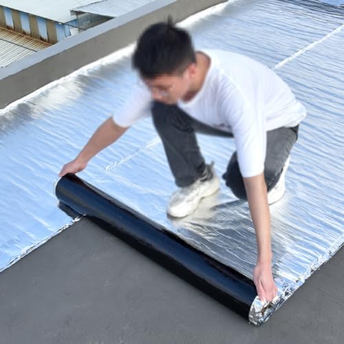 Aluminum Flashing Roll with Self-Adhesive Backing - Waterproof Roofing Tape, Sealing Aluminum Foil Butyl Tape Peel & Stick Bitumen Membrane for Roof Cladding Repair(1x13.1ft)
