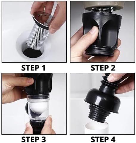 Bathroom Sink Drain Kit with Flexible Expandable P-Trap Sink Drain Pipe Tube Anti-Odor Bathroom Sink Drain Pipe for 1-1/4",1-1/2" and 2'' Drain Hole (Bounce style)