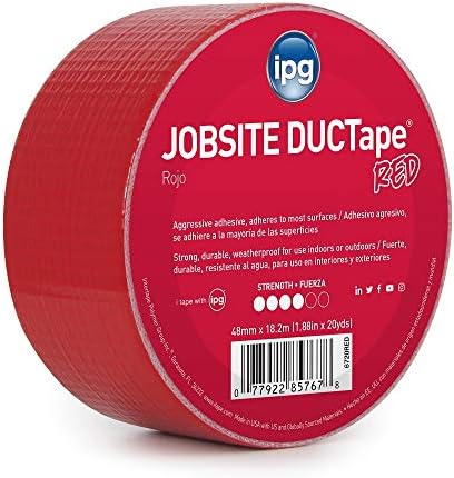 IPG JobSite DUCTape, Colored Duct Tape, 1.88" x 20 yd, Red (Single Roll)