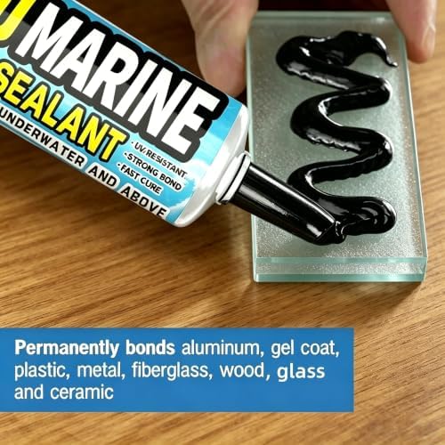 5200 Marine Sealant Adhesive Fast Cure - Permanent, Watertight Bonding and Sealing - UV Resistant, Above & Below Waterline- for Boats, Hulls, Decks & RVs,Pond Sealant 3oz (1Pack Black)