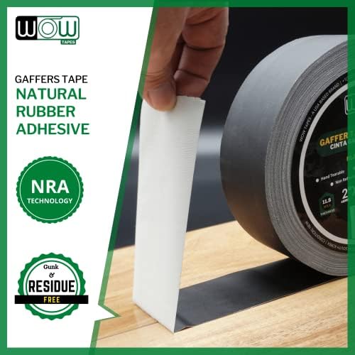Wow Gaffers Tape 2 Inch Black - 50 Yards, Residue Free, Non-Reflective & Heavy-Duty - Professional Grade Gaff Tape - Ideal for Photography Backdrop, Cables, Cords & Floor Taping
