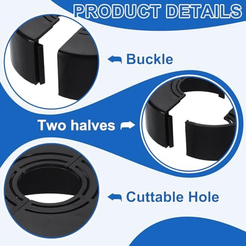 uxcell 2Pcs Wall Split Pipe Flanges, 1.18" Thick Plastic Cuttable Escutcheon Plate Plumbing Cover Fit 0.8"/1"/1.3" OD for Water Pipe Faucet Decoration, Black
