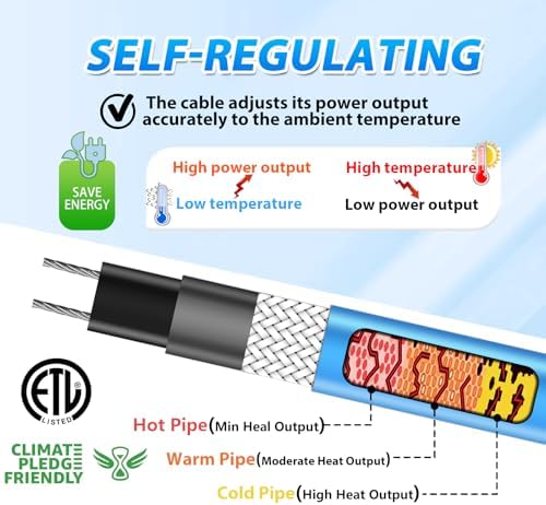 HEATIT 35Ft Heat Tape for Water Pipes Heat Trace for Pipes 120V 5W/FT