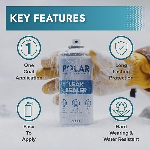 Polar Clear Leak Fix Spray - 6 x 13.5fl. oz - Waterproof Roof Sealant - Instantly Seals Leaks and Cracks, for Lasting Protection on Roofs, Drainpipes & Gutter Repairs- for Interior and Exterior Use