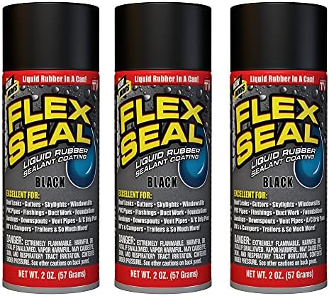 Flex Seal Mini, 3-Pack, Black, Stop Leaks Instantly, Waterproof Rubber Spray On Sealant Coating, Travel Size, Perfect for Gutters, Wood, RV, Campers, Roof Repair, Skylights, Windows, and More
