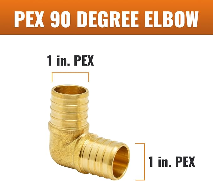 SUNGATOR 12-Pack 1 Inch PEX 90 Degree Elbow, PEX Fittings 1 Inch Elbow | Brass