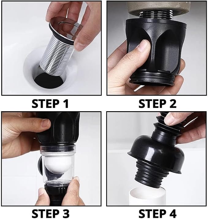 Bathroom Sink Drain Kit with Flexible Expandable P-Trap Sink Drain Pipe Tube Anti-Odor Bathroom Sink Drain Pipe for 1-1/4",1-1/2" and 2'' Drain Hole (Flip Style)