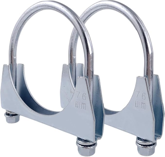 3"Heavy Duty Exhaust U Clamps Saddle Style Muffler U-Bolt Clamp, Stainless Steel, Pack of 2 (76MM-Fit 3"OD Pipe)