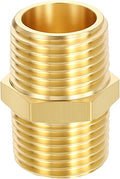 Brass Pipe Fittings, 1/2" Male NPT to 1/2" Male NPT | Brass Hex Nipple, Male Pipe Adapter Reducer for Air, Oil, LP