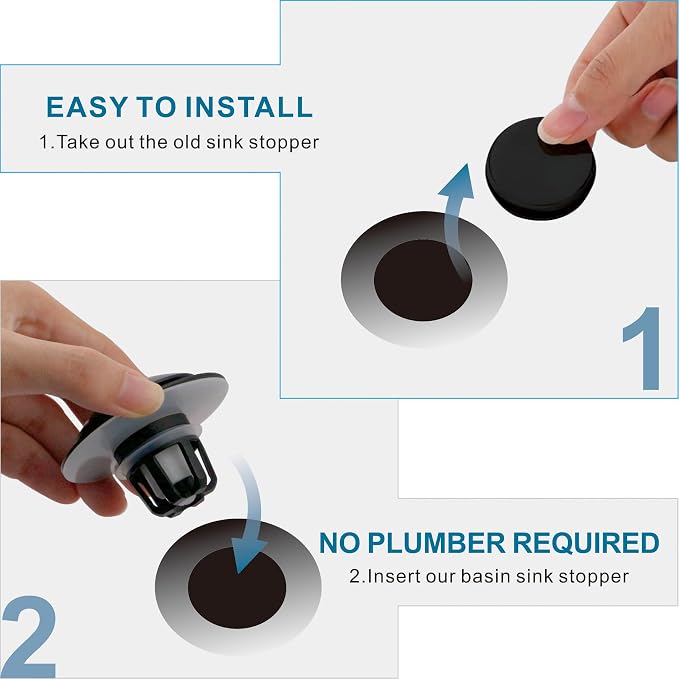 WELSAN Oil Rubbed Bronze Bathroom Sink Drain Stopper 1 1/8"-1 1/2", 2 Pack