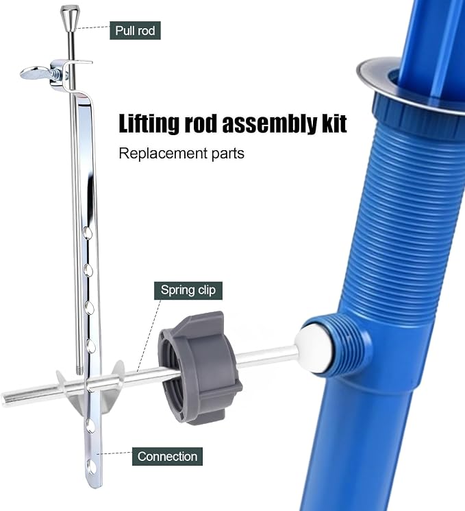 Universal Sink Drain Parts for Pfister PF0906, Lavatory Pop Up Stopper Assembly with Plug Pivot Ball Pull Rod & Linkage Bathroom Drain Repair Kit Replacement Part for PF WaterWorks PF0906
