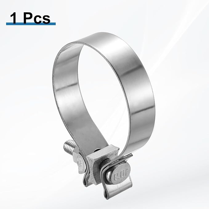 HARFINGTON 410 Stainless Steel Exhaust Clamp 3.15" Butt Joint Narrow Band Muffler Seal Exhaust Narrow Lap Butt Clamps for Pipes Mufflers Converters System Repair, Silver