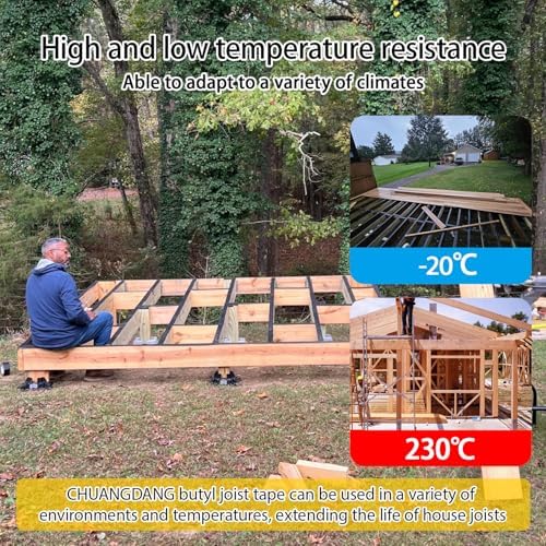 Black Joist Tape for Decking,0.7mmx4inx50ft,4-Pack,Anti-Corrosion,Weather-Resistant Butyl,Flashing Tape for Deck,Joist,Roofs Beams,RV,Doors,and Fences,Waterproof Butyl sealant Joist Tapes