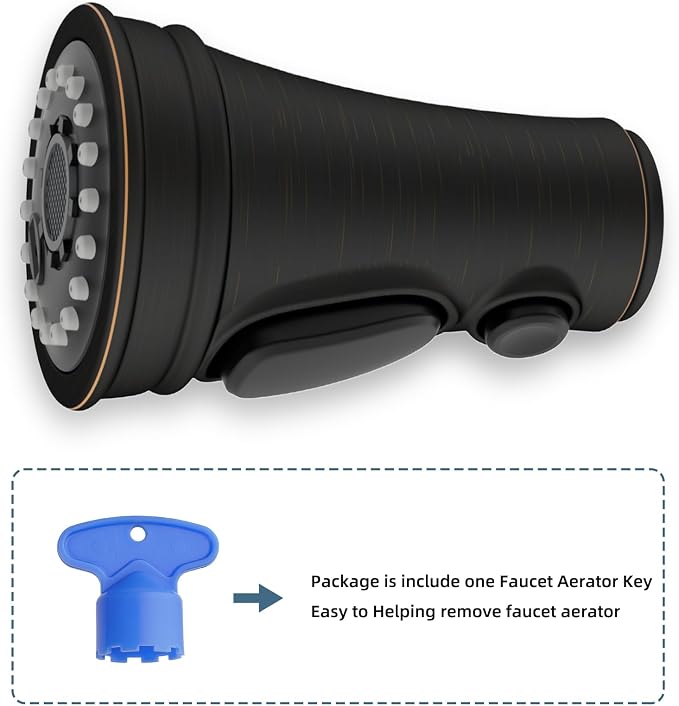 Universal Kitchen Faucet Sprayer Head 3-Mode, 15 Adapter, Oil Rubbed Bronze