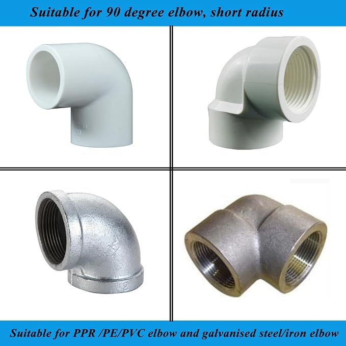Pipe Elbow Clamp, 1-1/2 Inch (DN40), 90 Degree, Short Radius, PPR/PE/Iron Pipe, Socket Connection, Blue, Iron, 6.28 pounds