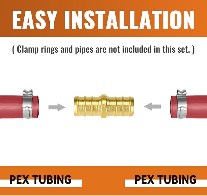 SUNGATOR 100-Pack 1/2 Inch PEX Coupling | Brass