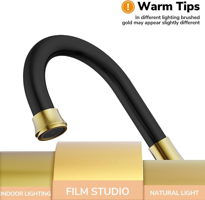 Bathroom Faucet, Hurran 4 inch Centerset 2-Handle Lead-Free, Black&Gold