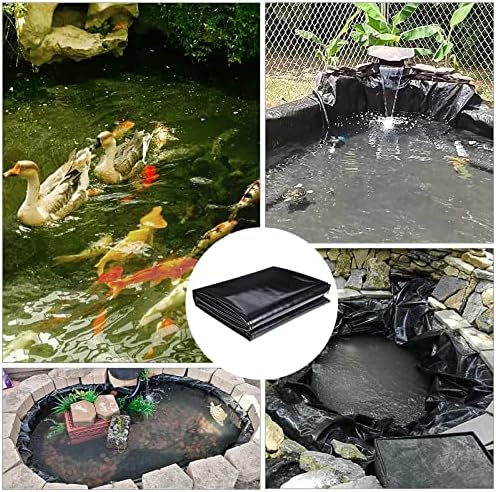 ToLanbbt Pond Liner 7 x 10 Ft, 20 Mil HDPE UV Resistant Preformed Pond Liner Easy Cutting, Underlayment for Fountain, Waterfall, Koi Pondsand Water Garden (Black) (Pack of 3)