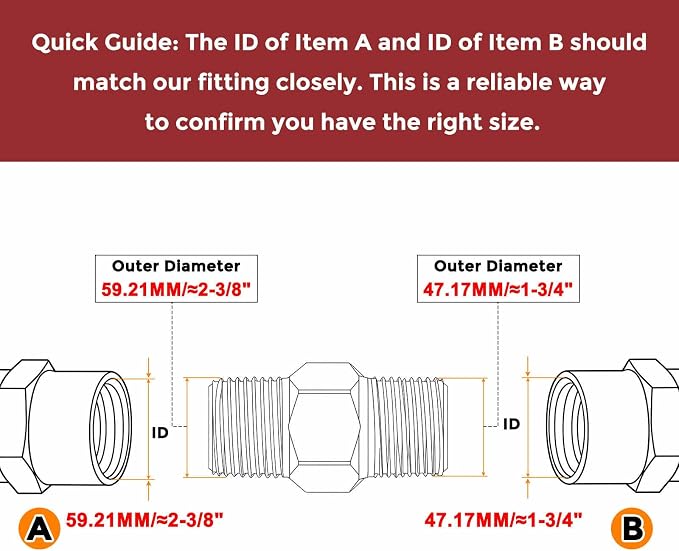 2" Male NPT to 1 1/2" Male NPT SUS304 Hex Nipple | Solid Male Pipe Adapter Hose Connectors for Pipe Repair, Bathroom Remodel, Tool Extensions, Compression, Irrigation