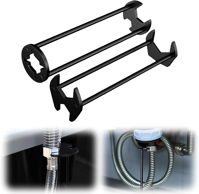 2 Pcs Multifunctional Sink Wrench Tool, 2026 New Under Sink Wrench Faucet Tool, Plumbing Tools for Tight Spaces Kitchen Bathroom Home, Portable Installation Tools for Homeowners (1 Set)