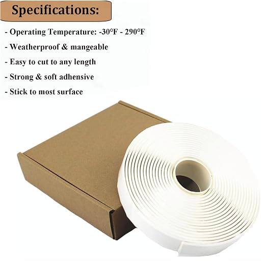 Amonk White Butyl Sealant Tape 16.4Ft Waterproof Sealing Tape for Repairing | Highlight Putty Tape RV Roof Sealing Tape Butyl Tape for Repair Window Glass Boat Sealing Roof Pipe Patching
