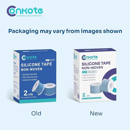 Soft Silicone Tape, Pain-Free Removal, Easy Cut Size, 1" x 4 Yards, 2 Rolls